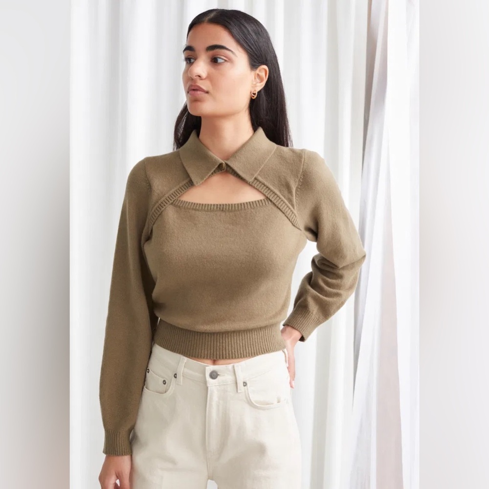 & Other Stories Knitted Cut-Out Collar Top